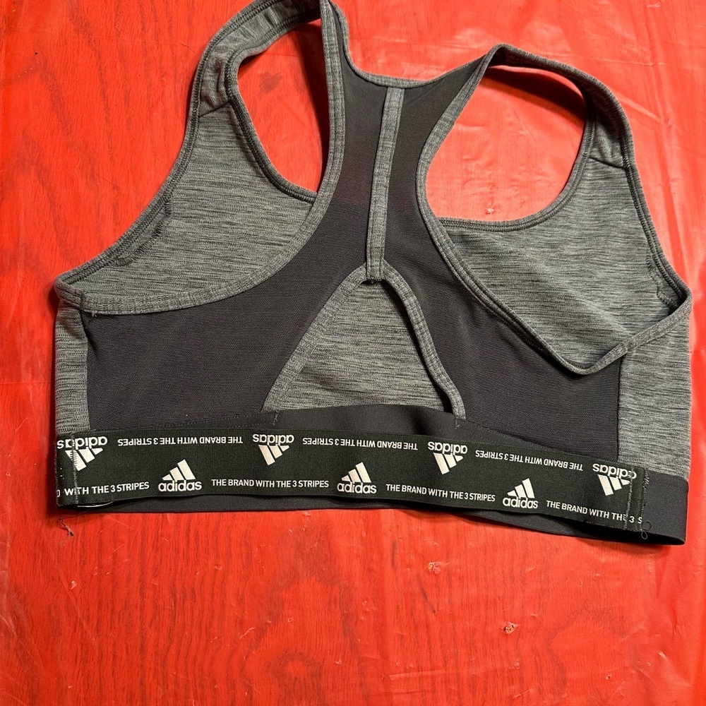 Adidas Charcoal and Black Racerback Sports Bra